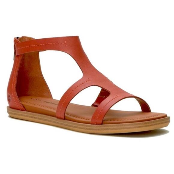 Lucky Brand Shoes - NEW Lucky Brand Nayda Caged Sandals Women's Size 8.5 M Flat Cognac Zip Spice
